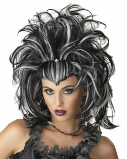 "Evil Sorceress - Black And White" Halloween Wig